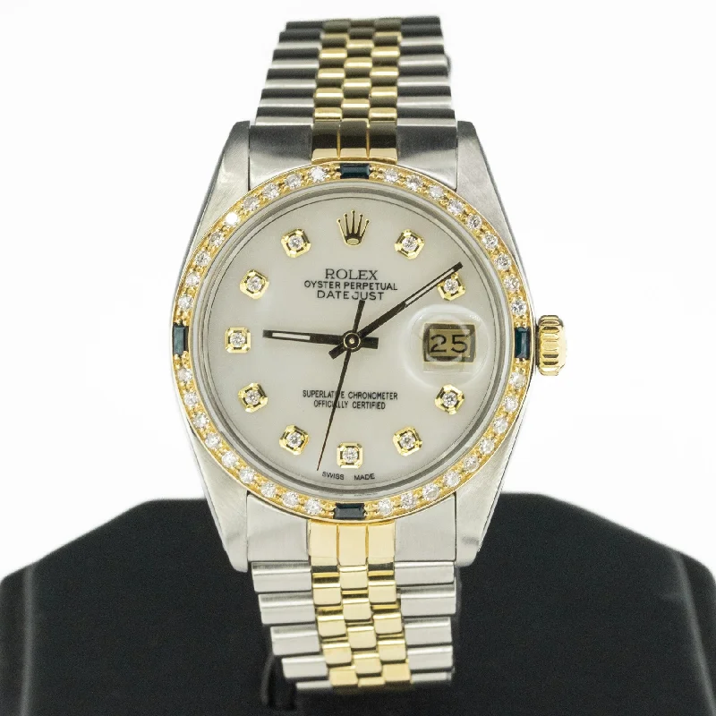 Unisex watch dial size -1979 Rolex Datejust Wristwatch Model 16013 Stainless Steel and 14K Gold