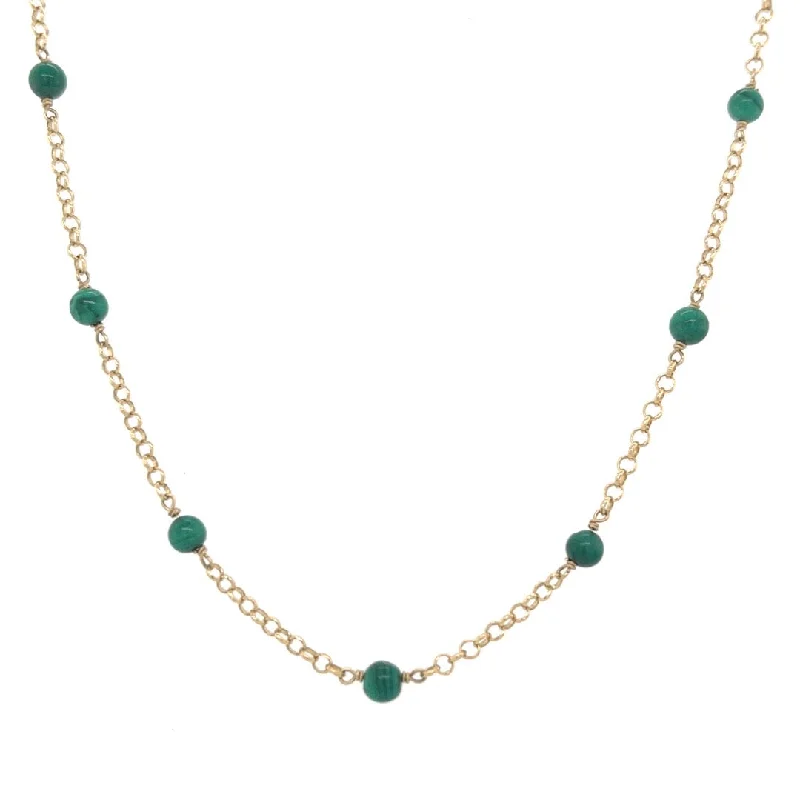 Heart-shaped gold necklaces for women-Malachite Bead Necklace