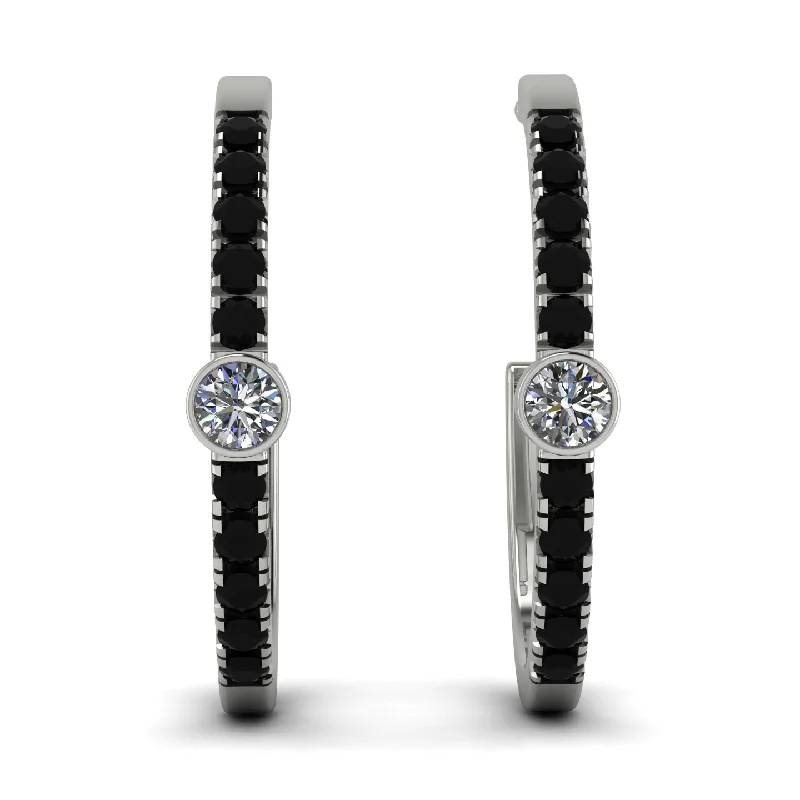 Ladies Earrings Modern Twist -Hoop Diamond Earrings Micro Pave - Ansley No. 33