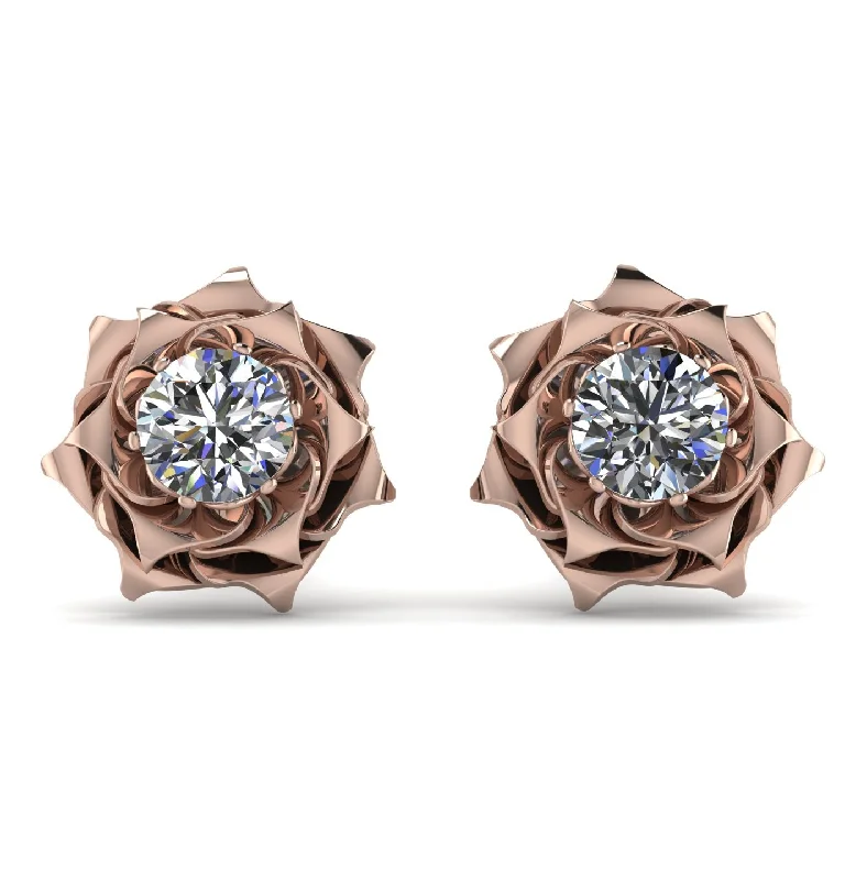 Ladies Earrings Trendy -A lady's Rose Diamond Earrings- Elena no. 2