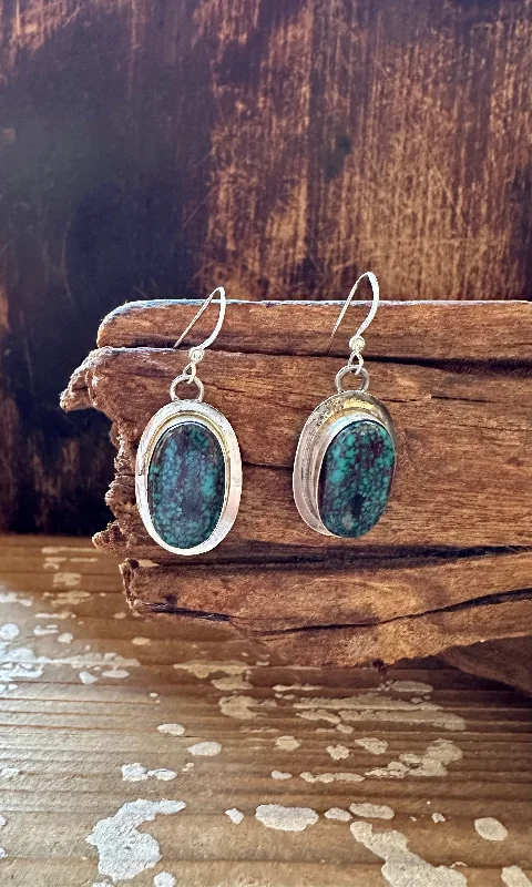 Ladies Earrings Patina -ELOUISE KE TURQUOISE Navajo Sterling Silver Earrings