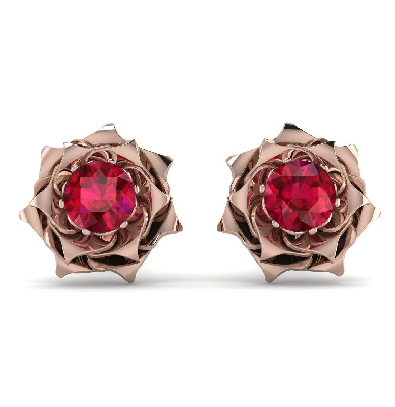 Ladies Earrings Oversized -A lady's Rose Ruby Earrings- Elena no. 11