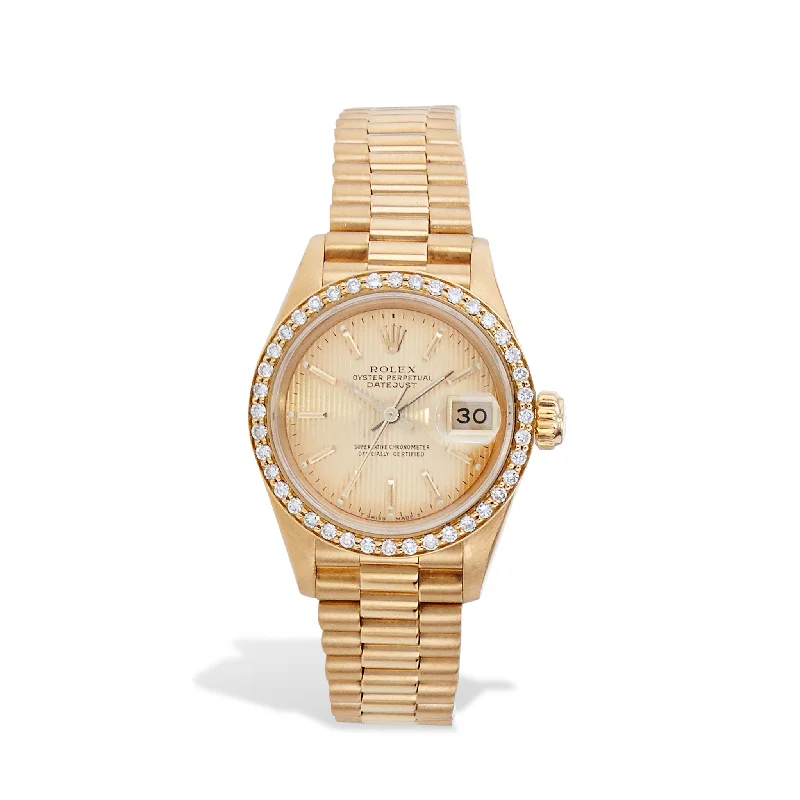 Unisex watch lightweight feel -Rolex President Yellow Gold Ladies Estate Watch - 69178