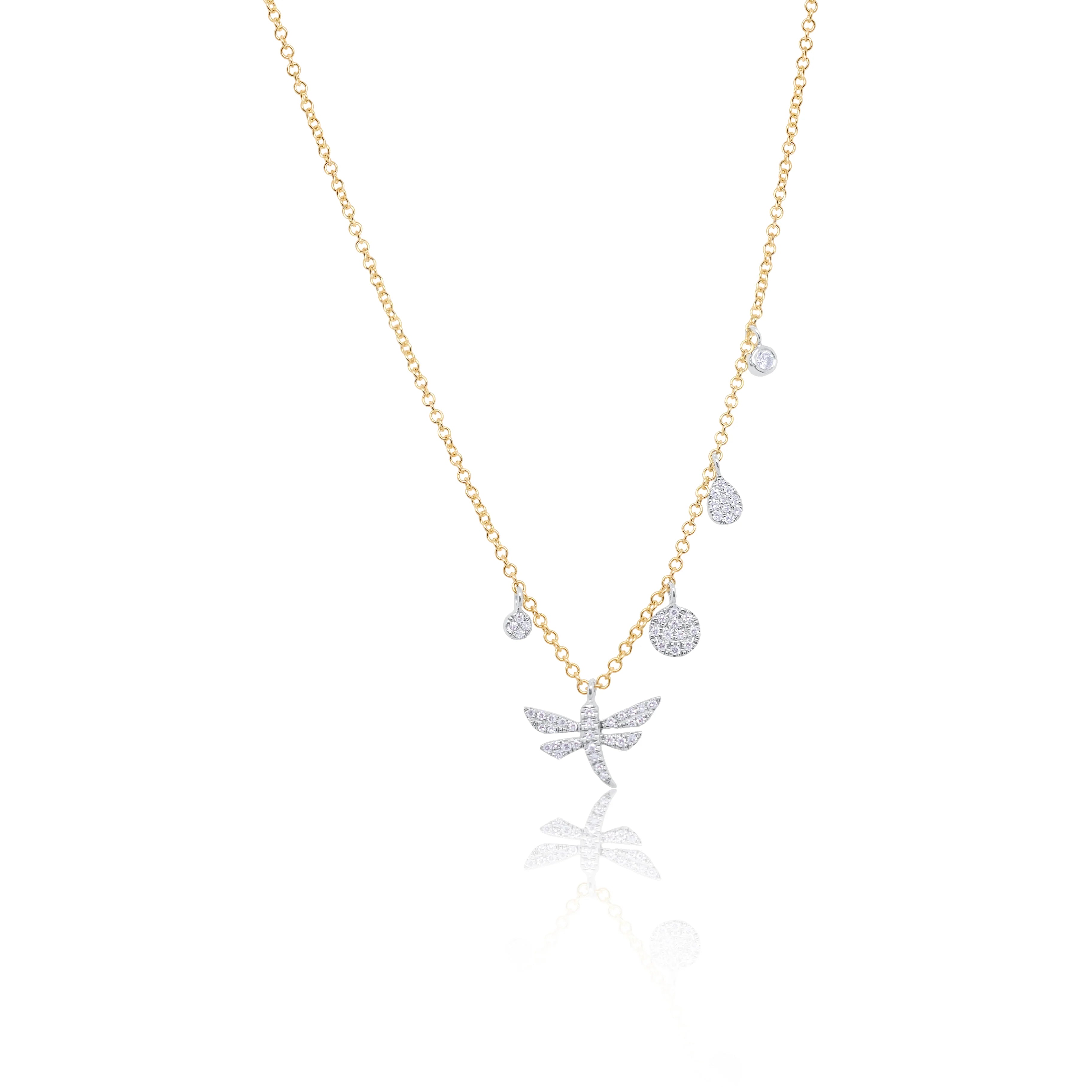 Bar necklaces for women-Diamond Dragonfly And Charm Necklace