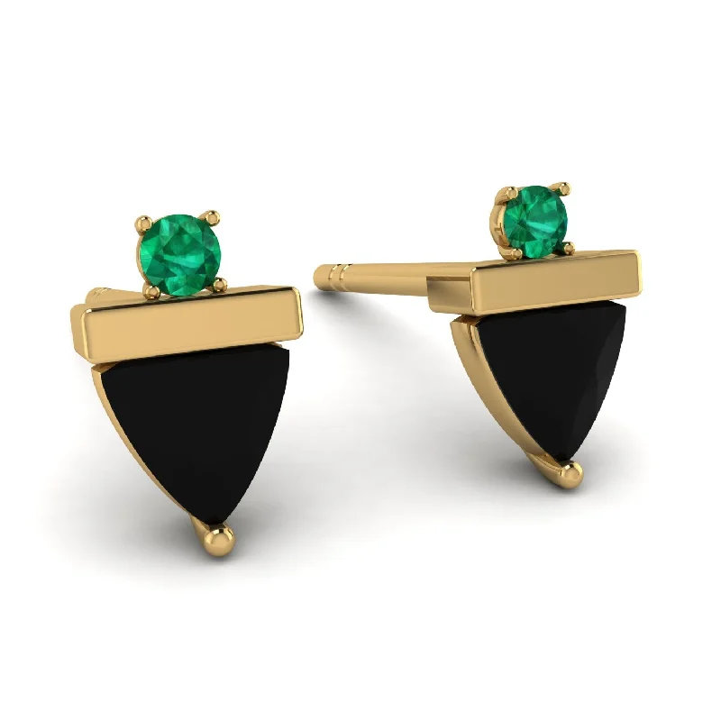 Ladies Earrings Bizarre -Triangle Black Diamond Earrings With Round Stone - Estella No. 22