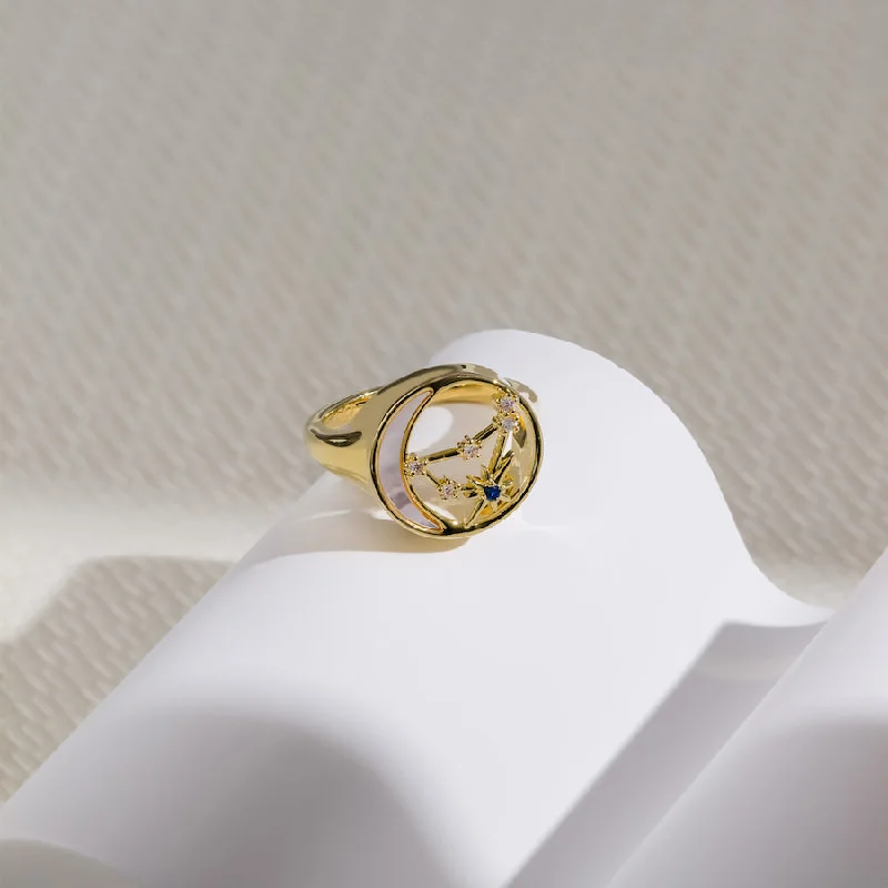 Chunky gold rings for women-Constellation Pearl Gold Ring