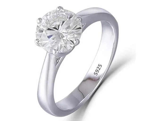 Wide band rings for women-doveggs sterling silver 1.5 carat g-h-i color round moissanite ring