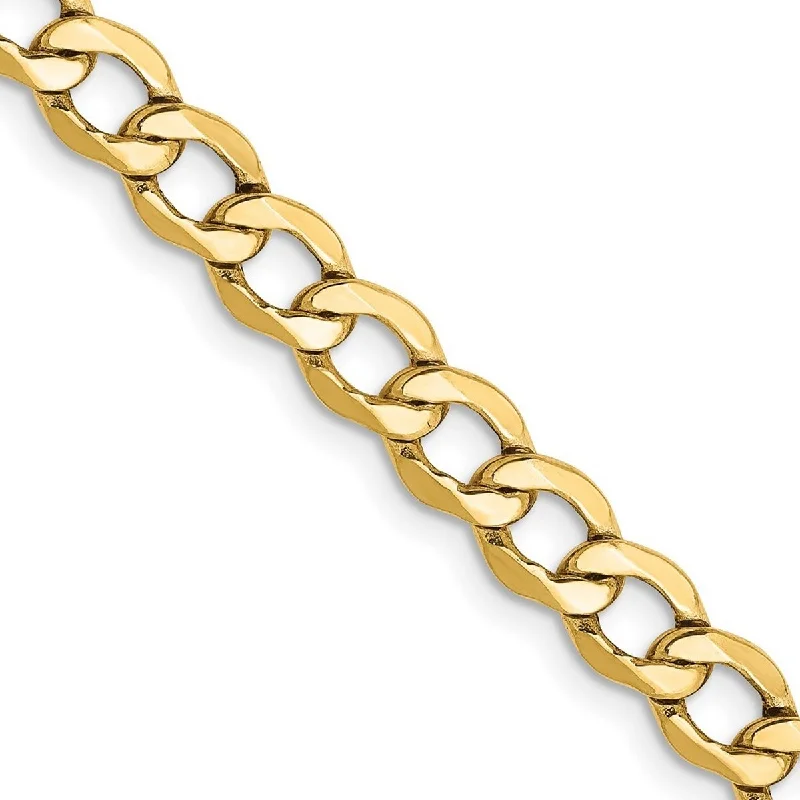 Ladies Bangles Hollow -Curata 10k Yellow Gold Polished Lobster Claw Closure 5.25mm Semi-Solid Curb Link Chain Bracelet - 8 Inch