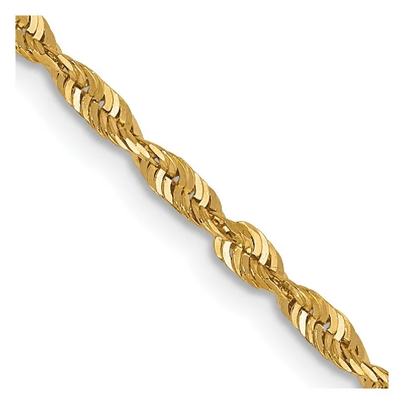 Ladies Bangles Everyday Wear -Curata 10k Yellow Gold Solid Polished Lobster Claw Closure Valu plus 1.75mm Sparkle Cut Lightweight Chain Bracelet 7 Inch