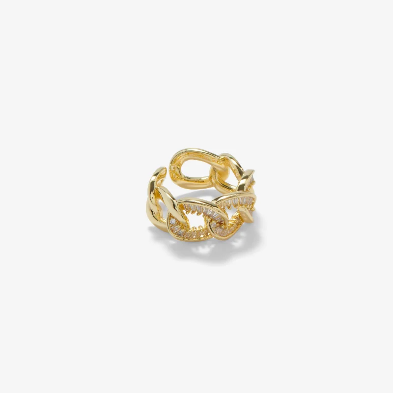 Custom rings for women-Twisted Chain Cuff Ring