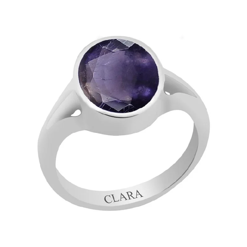 Silver-plated rings for women-Certified Iolite Neeli Zoya Silver Ring 6.5cts or 7.25ratti