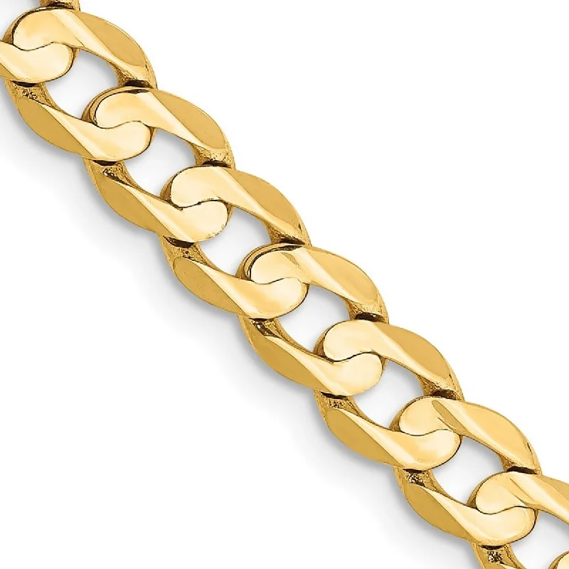 Ladies Bangles Luxury -Curata 14k Yellow Gold Solid Polished 5.25mm Open Concave Curb Chain Bracelet Lobster Claw