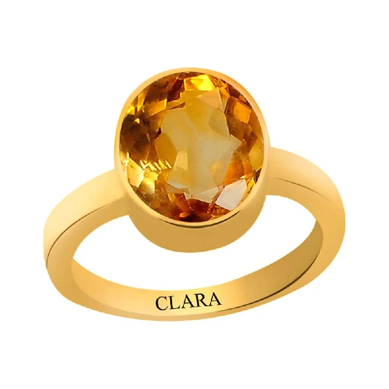 Unique engagement rings for women-Certified Citrine Sunehla Elegant Panchdhatu Ring 6.5cts or 7.25ratti