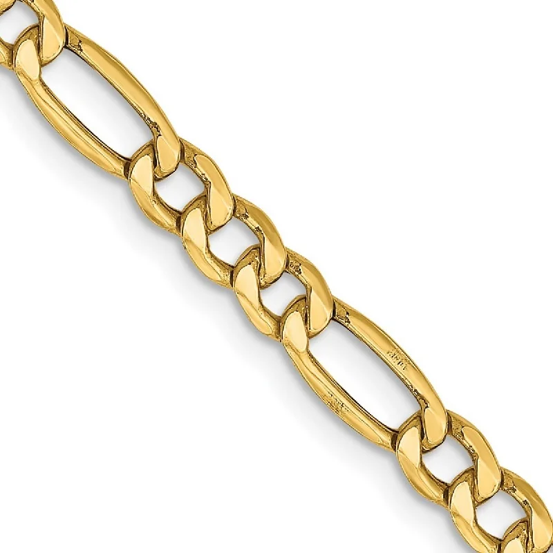 Ladies Bangles Closed -Curata 10k Yellow Gold Polished Lobster Claw Closure 4.75mmSemi-Solid Figaro Chain Bracelet - 7 Inch