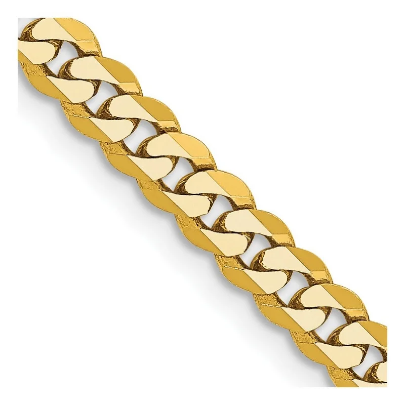 Ladies Bangles Diamond -Curata 14k Yellow Gold Solid Polished 4.2mm Beveled Curb Chain Bracelet Lobster Claw