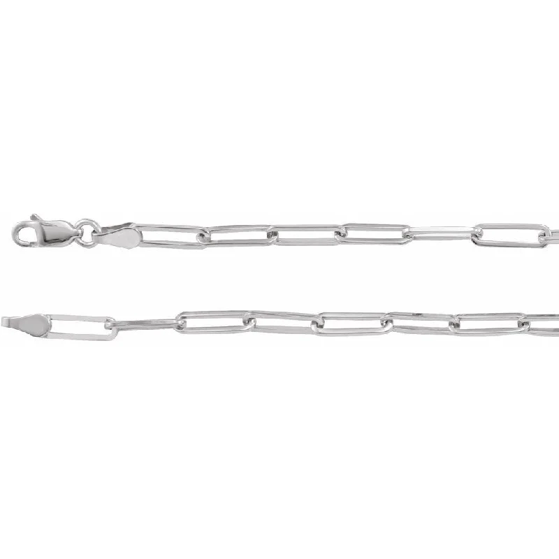 Ladies Bangles Slip On -Curata 14k White Gold 7 Inch Polished Flat Cable Chain Bracelet With Lobster Clasp