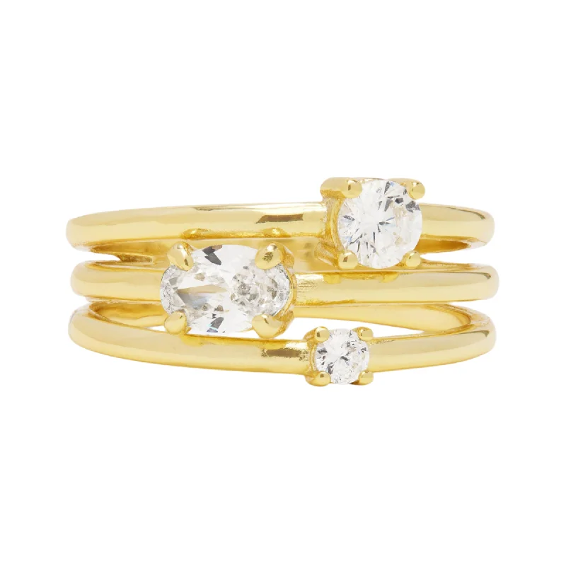 Artistic rings for women-Nina Stacked Ring in Gold & Clear