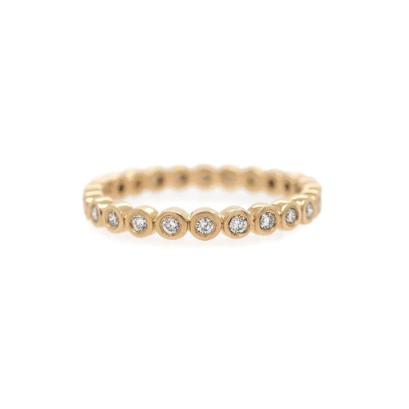 Unique design rings for women-Bezel Set Natural Diamond Eternity Ring in 14K Yellow Gold