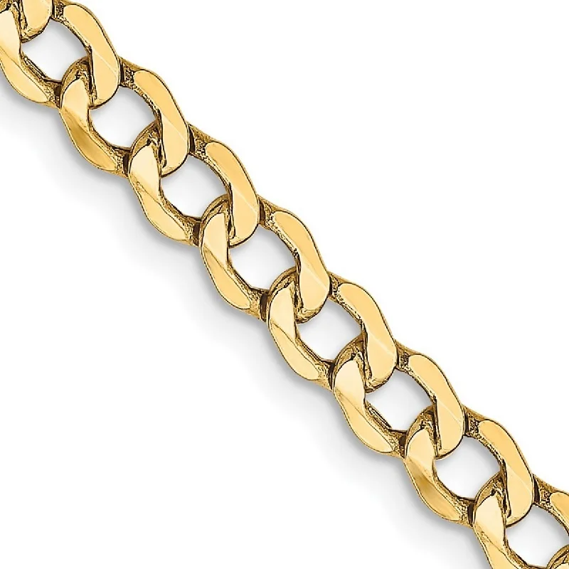 Ladies Bangles Antique -Curata 14k Yellow Gold Hollow Polished Lightweight Lobster Claw Closure 4.3mm Semi Solid Curb Link Chain Bracelet