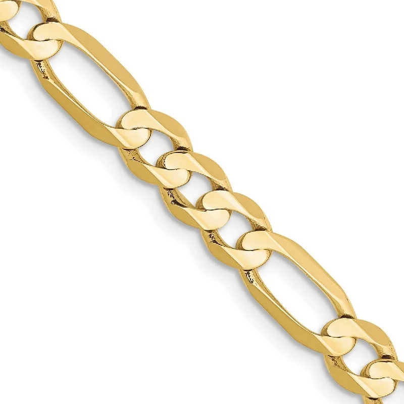 Ladies Bangles Thin -Curata 10k Yellow Gold 6mm Solid Polished Light Figaro Chain Bracelet