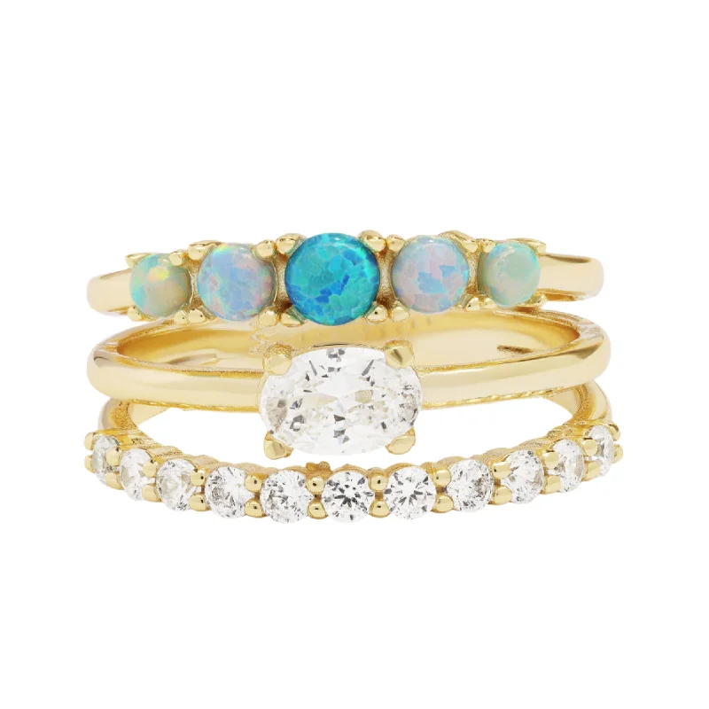 Thin rings for women-She's So Stacked Ring in Blue Opalite Ombre