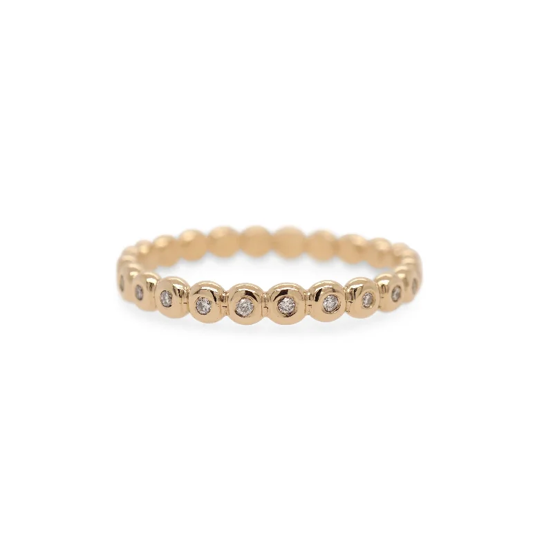 Wedding ring sets for women-Faceted Pebbles Natural Diamond Eternity Ring in 14K Yellow Gold