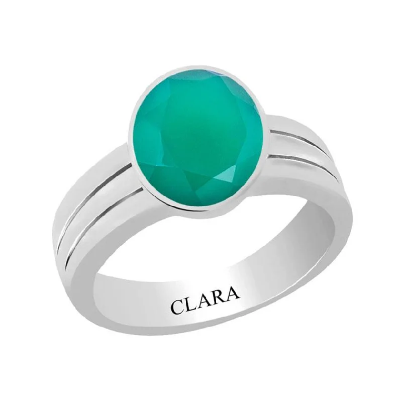 Luxury rings for women-Certified Green Onyx Haqiq Stunning Silver Ring 7.5cts or 8.25ratti