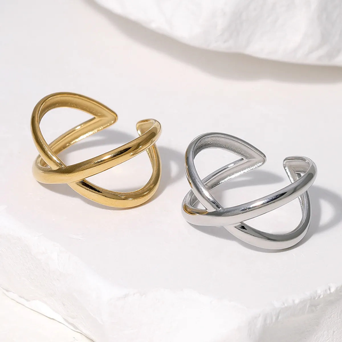 Statement rings for women-Simple Style Solid Color Stainless Steel Plating Gold Plated Open Rings