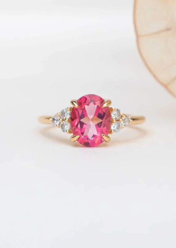 Minimalist rings for women-Pink Topaz Ring - Fleur