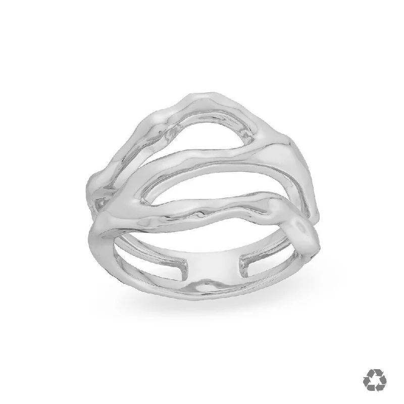 Gemstone rings for women-Aspen Triple Row Ring in Silver