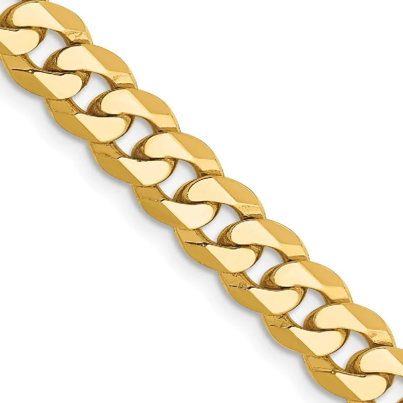 Ladies Bangles Thick -Curata 14k Yellow Gold Solid Polished 6.1mm Beveled Curb Chain Bracelet Lobster Claw