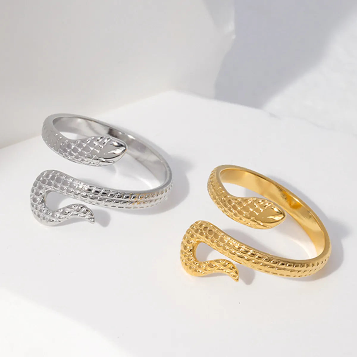 Stackable rings for women-Cool Style Snake Titanium Steel Irregular Open Rings