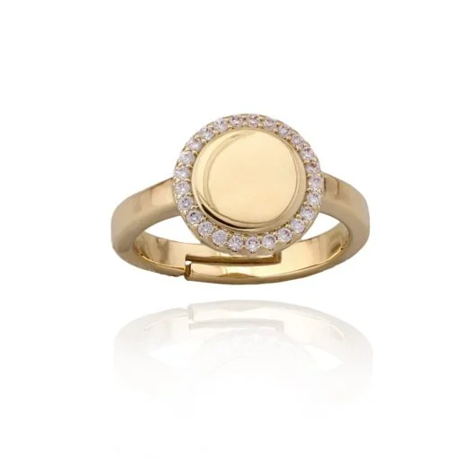 Artistic engagement rings for women-CZ Outline Button Ring