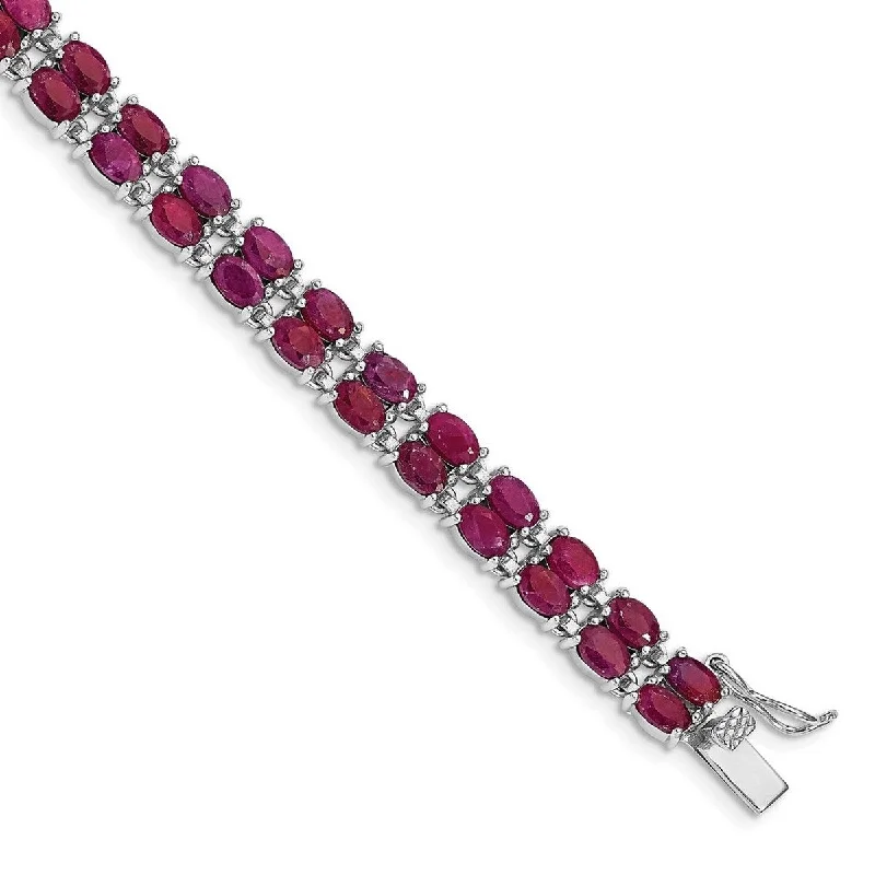 Ladies Bangles Bold -Curata 925 Sterling Silver Polished Box Catch Closure Ruby Bracelet 7 Inch Box Clasp