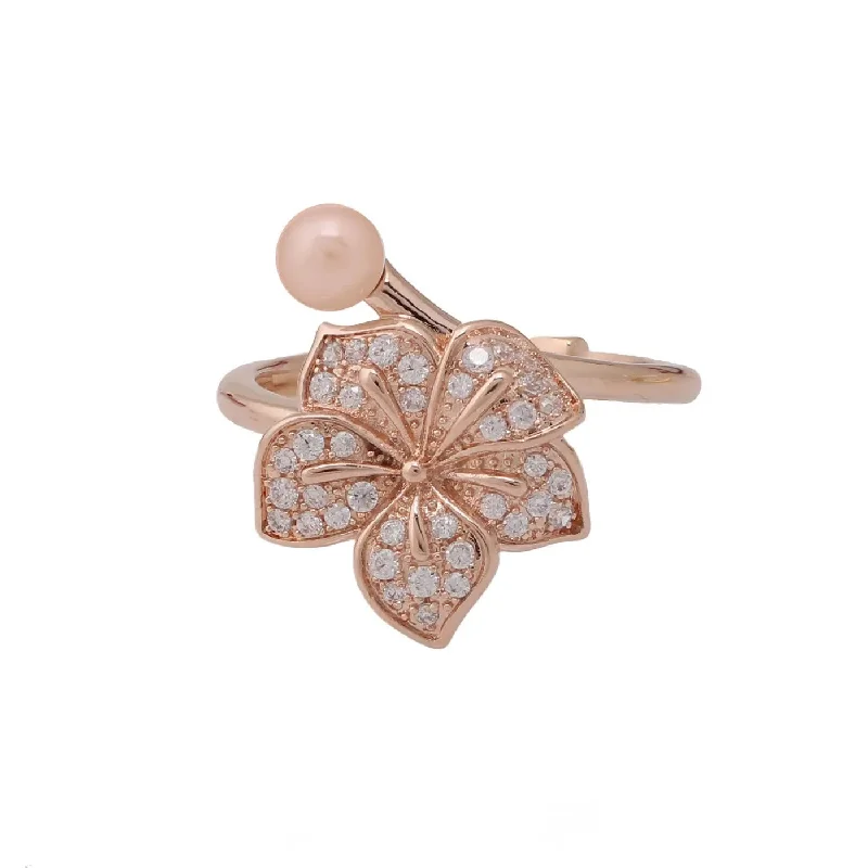 Elegant diamond rings for women-Fancy Flower with Ball Ring