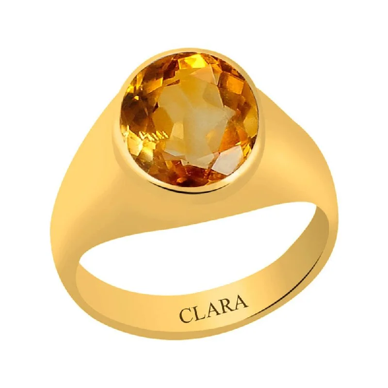 Silver stackable rings for women-Certified Citrine Sunehla Bold Panchdhatu Ring 5.5cts or 6.25ratti