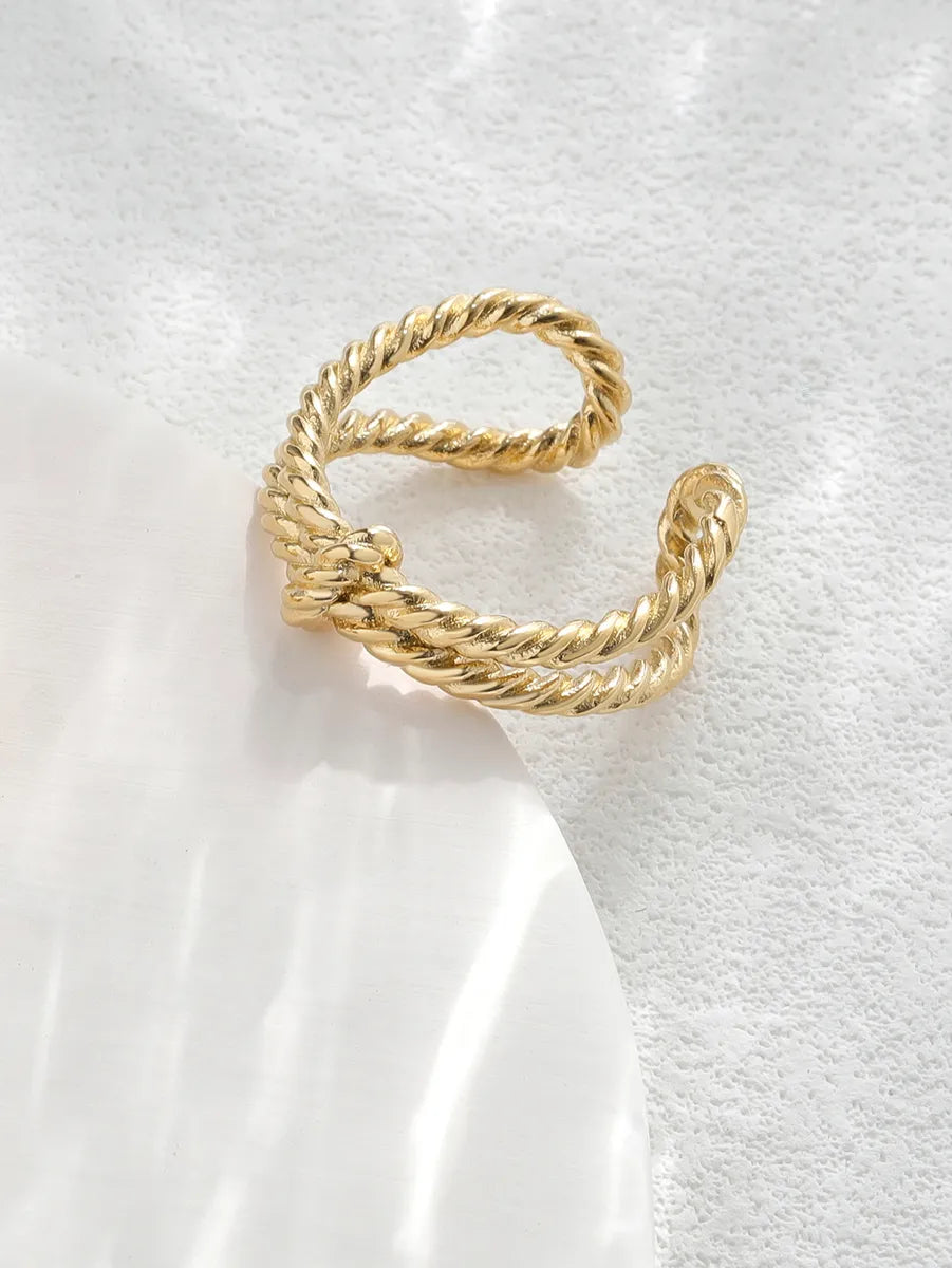 Textured rings for women-Simple Style Classic Style Solid Color Stainless Steel Plating 18k Gold Plated Rings