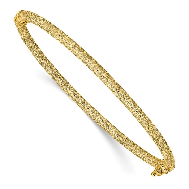 Ladies Bangles Multi Pack -Curata 14k Yellow Gold 3mm Textured Hinged Cuff Stackable Bangle Bracelet