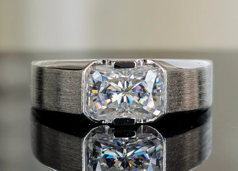 Unique engagement rings for women-doveggs sterling silver 2 carat gh color radiant moissanite ring