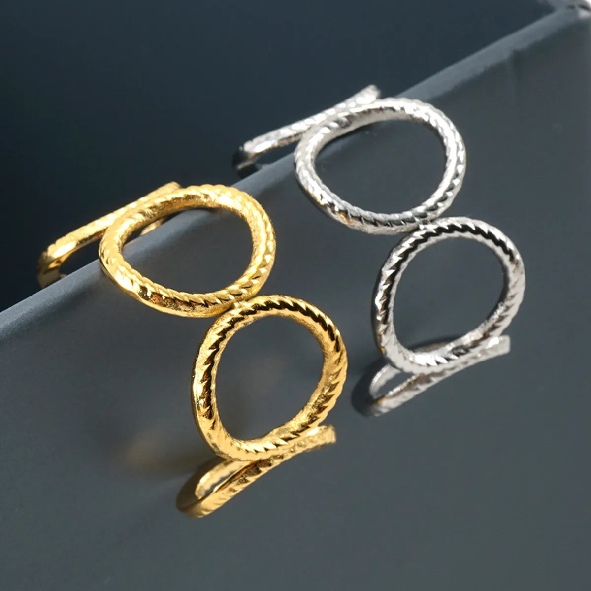 Wide rings for women-Fashion Geometric Titanium Steel Plating Open Ring