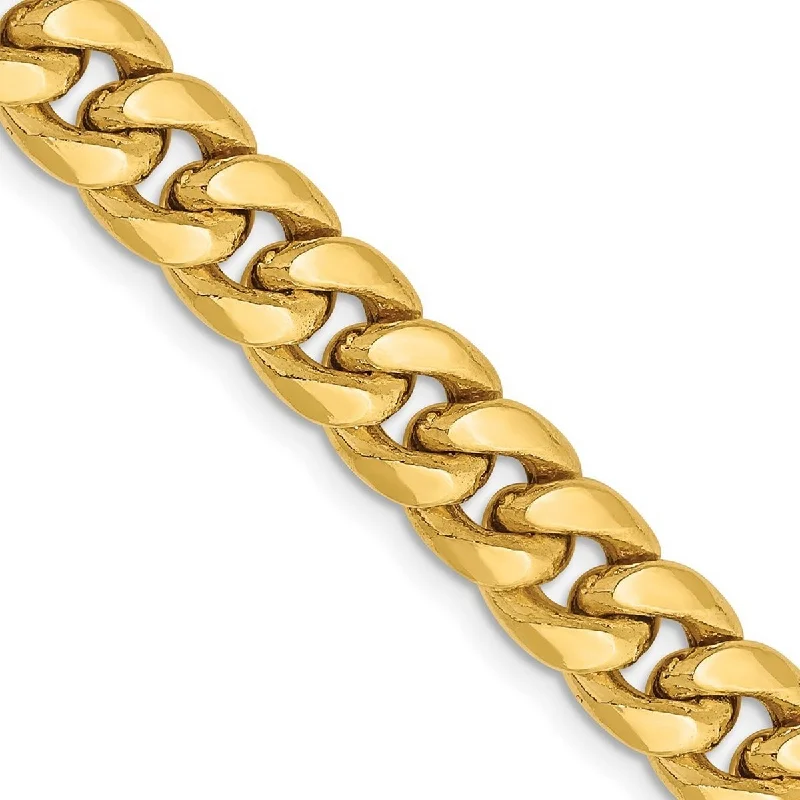 Ladies Bangles Metal -Curata 10k Yellow Gold 8" Semi solid 7.3mm Miami Curb Chain Bracelet