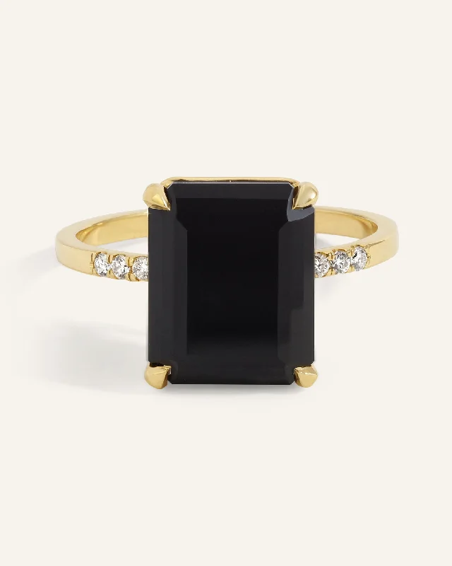 Diamond wedding bands for women-Onyx Ring