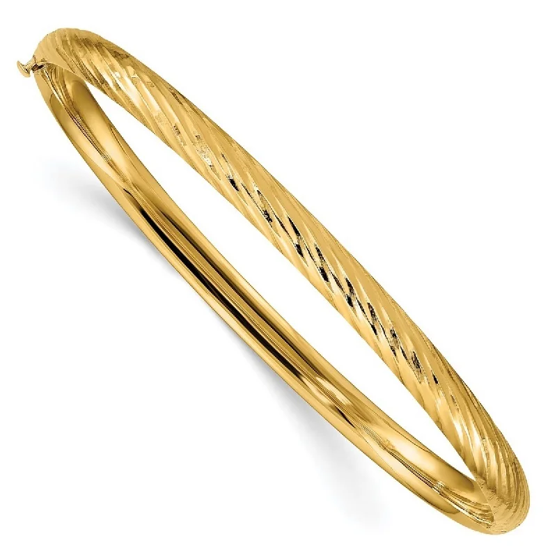 Ladies Bangles Red -Curata 14kYellow Gold 3/16 Textured Cuff Stackable Bangle Bracelet