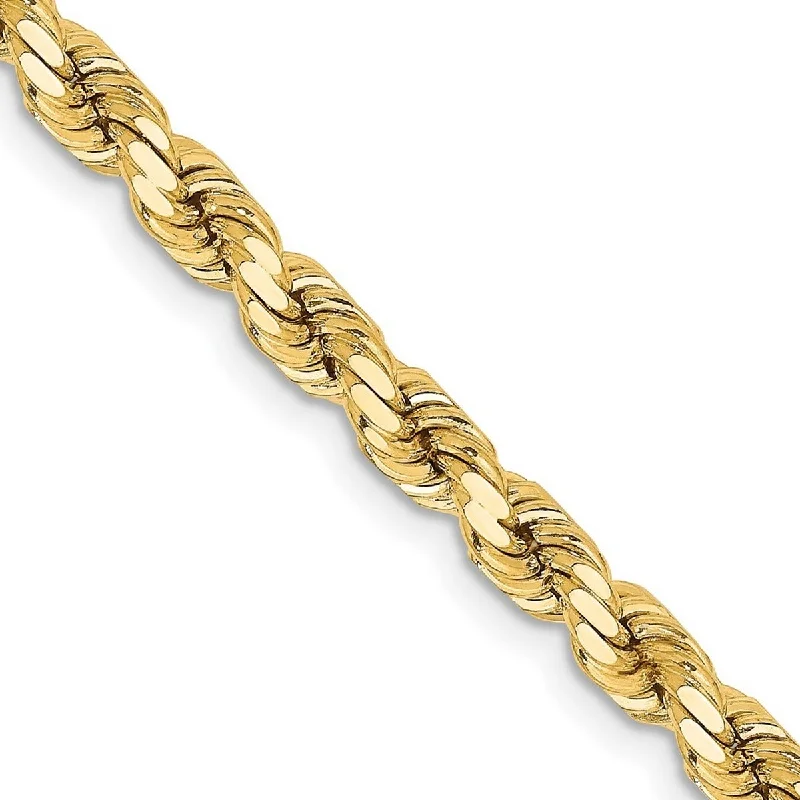 Ladies Bangles Oval -Curata 14k Gold 4.25mm Sparkle Cut Rope Chain Bracelet