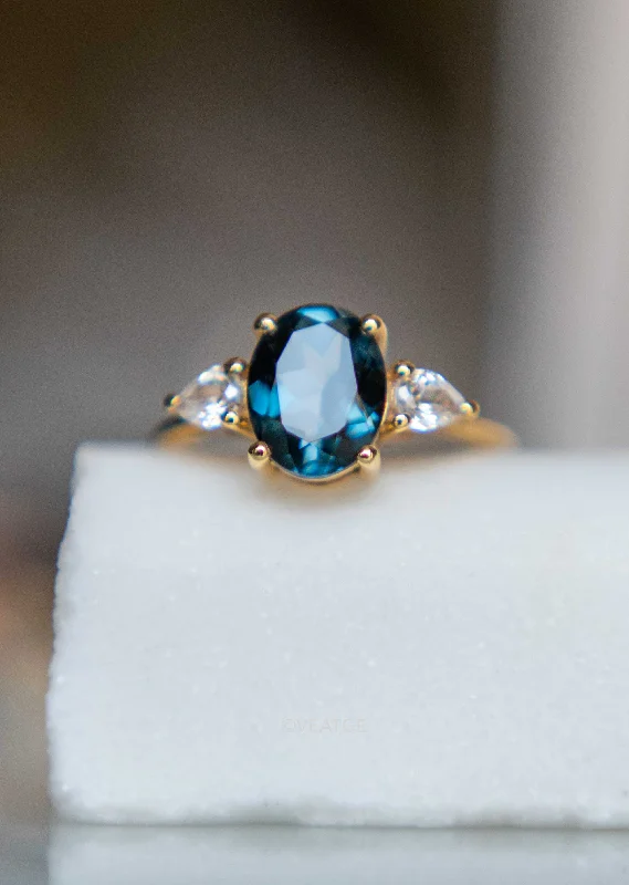 Gold-plated rings for women-London Blue Topaz Ring - Florence