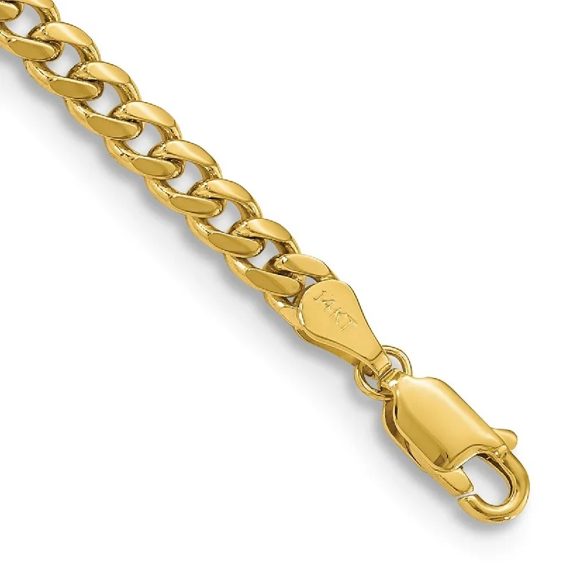 Ladies Bangles Ethnic -Curata 14k Yellow Gold Solid Polished 4.0mm Domed Curb Chain Bracelet Lobster Claw