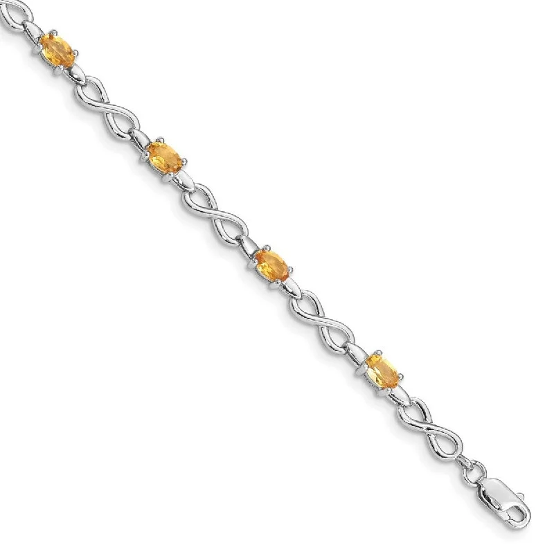 Ladies Bangles Filigree -Curata 925 Sterling Silver Polished Lobster Claw Closure Citrine Bracelet