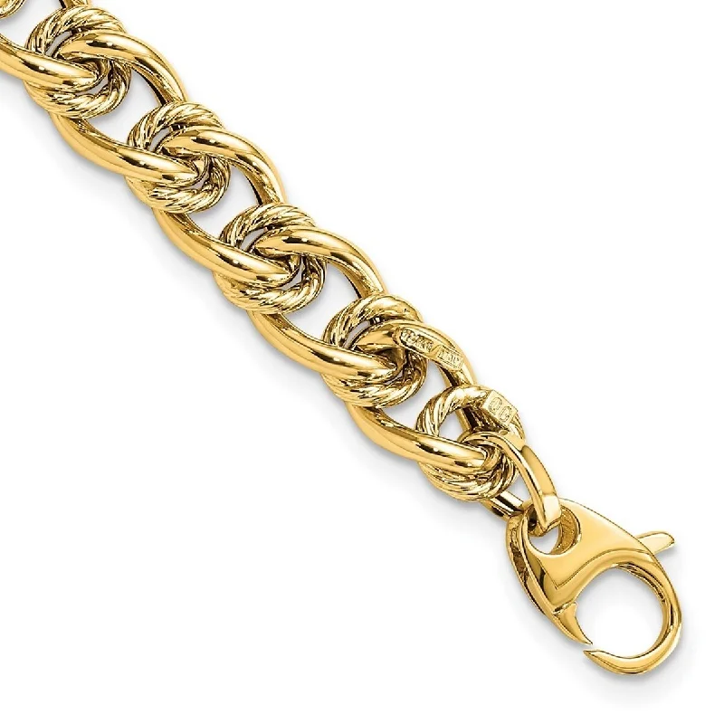 Ladies Bangles Narrow -Curata 7mm 14k Yellow Gold Hollow Polished Fancy Link Bracelet 7.5 Inch