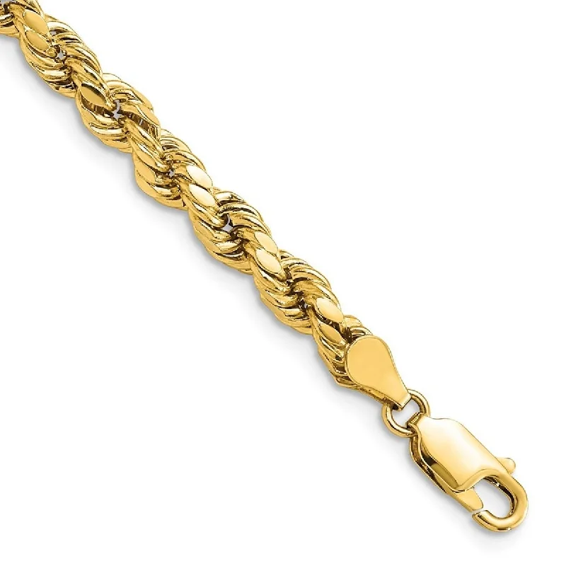 Ladies Bangles Heart Shaped -Curata 14k Gold 4.9mm Semi solid Sparkle Cut Rope Chain Bracelet