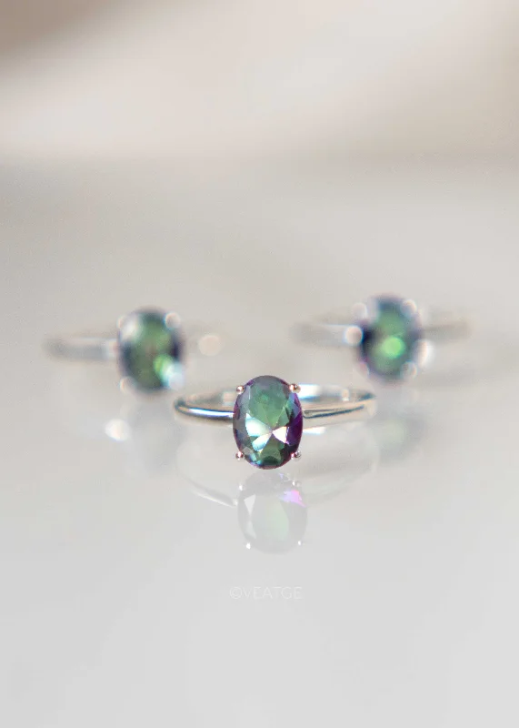 Pearl rings for women-Mystic Topaz Ring  - Signature Oval